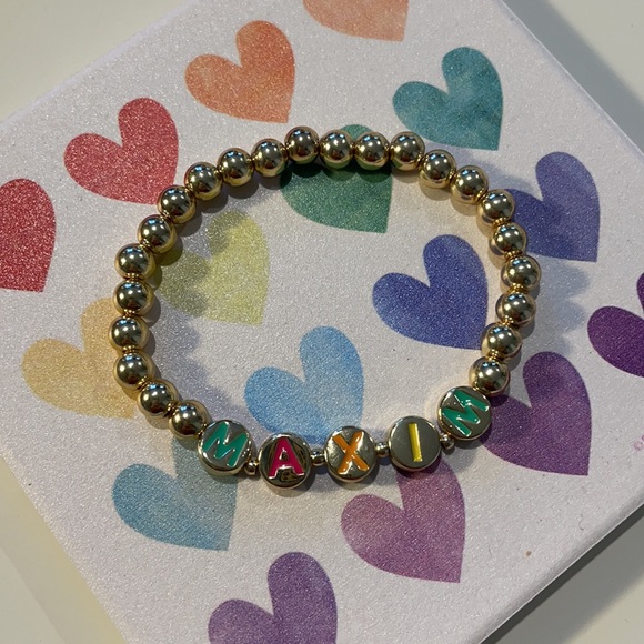 Personalized “Maxim” Baublebar PISA Beaded Gold Bracelet - Picture 3 of 3
